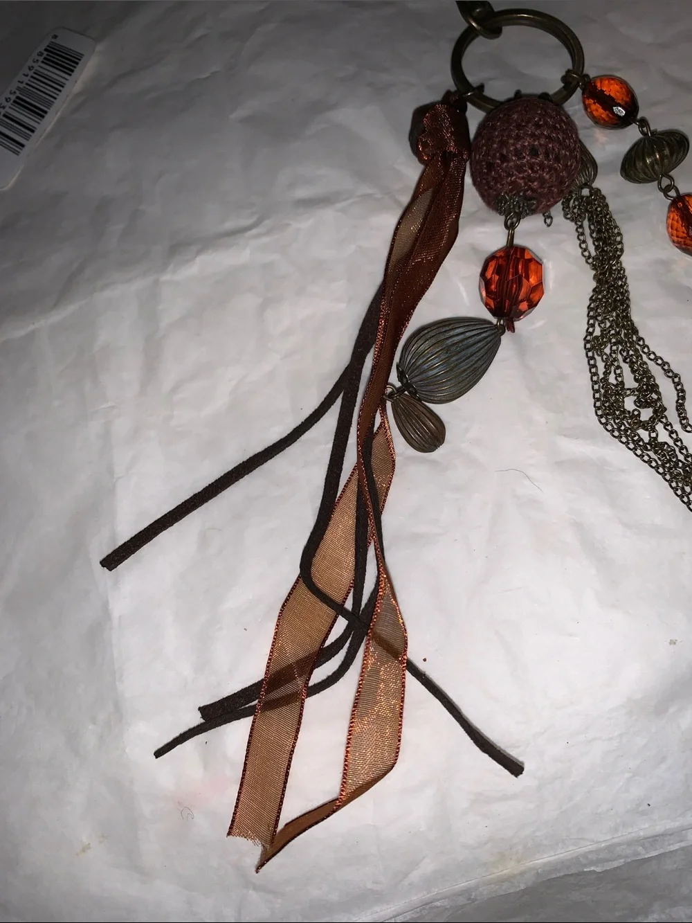 Brown & Orange Tassel Keyring/Purse Charm